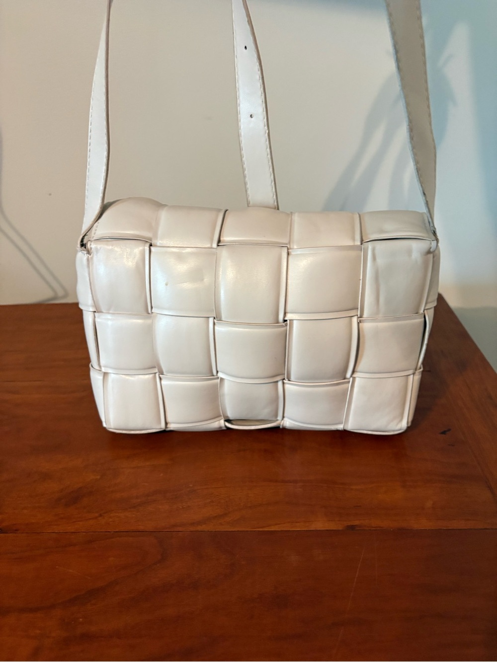 Cream woven padded shoulder bag quiet luxury minimalist purse - Picture 9 of 13